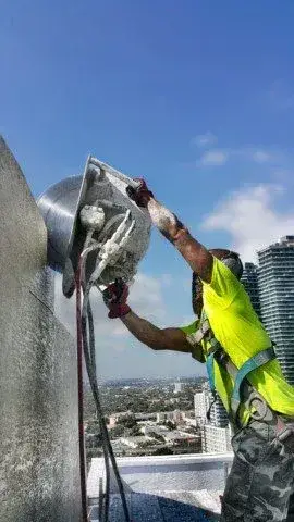 Cutting walls on the roof of the Fortune House Hotel in Brickell.