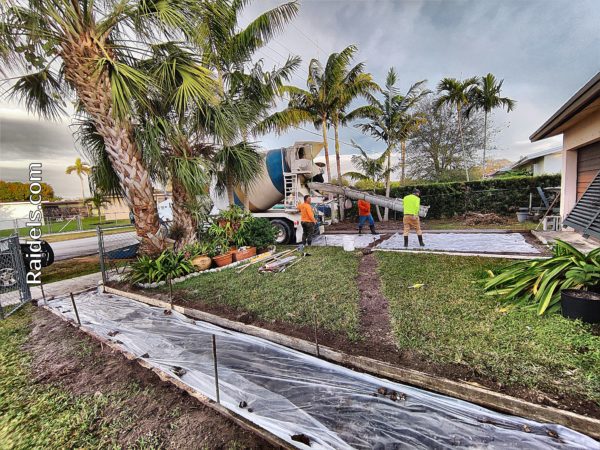 We Framed And Poured Two Driveways And A Sidewalk For A Client In South Miami.