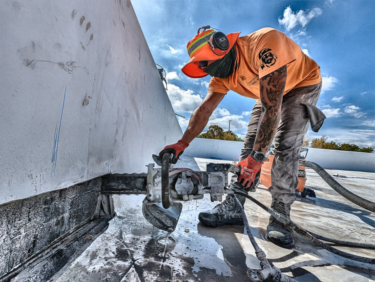 Chainsaw is used for cutting scupper holes