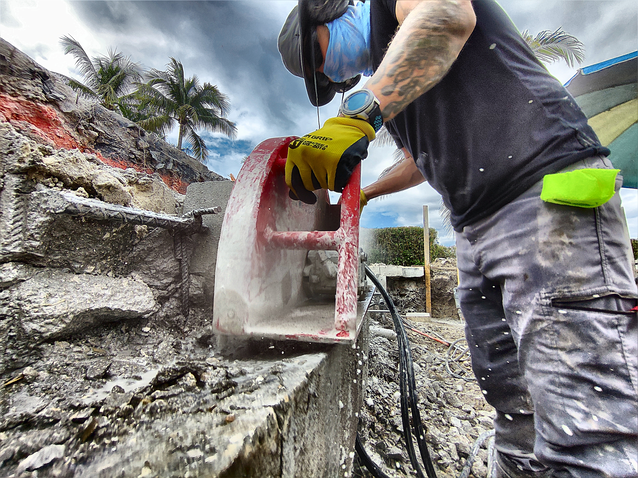 Cutting a pool in Coral Gables.