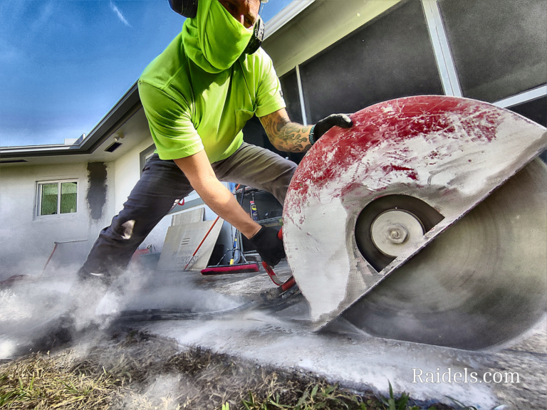 Cutting and Removing a Piece of Slab in a Miami home